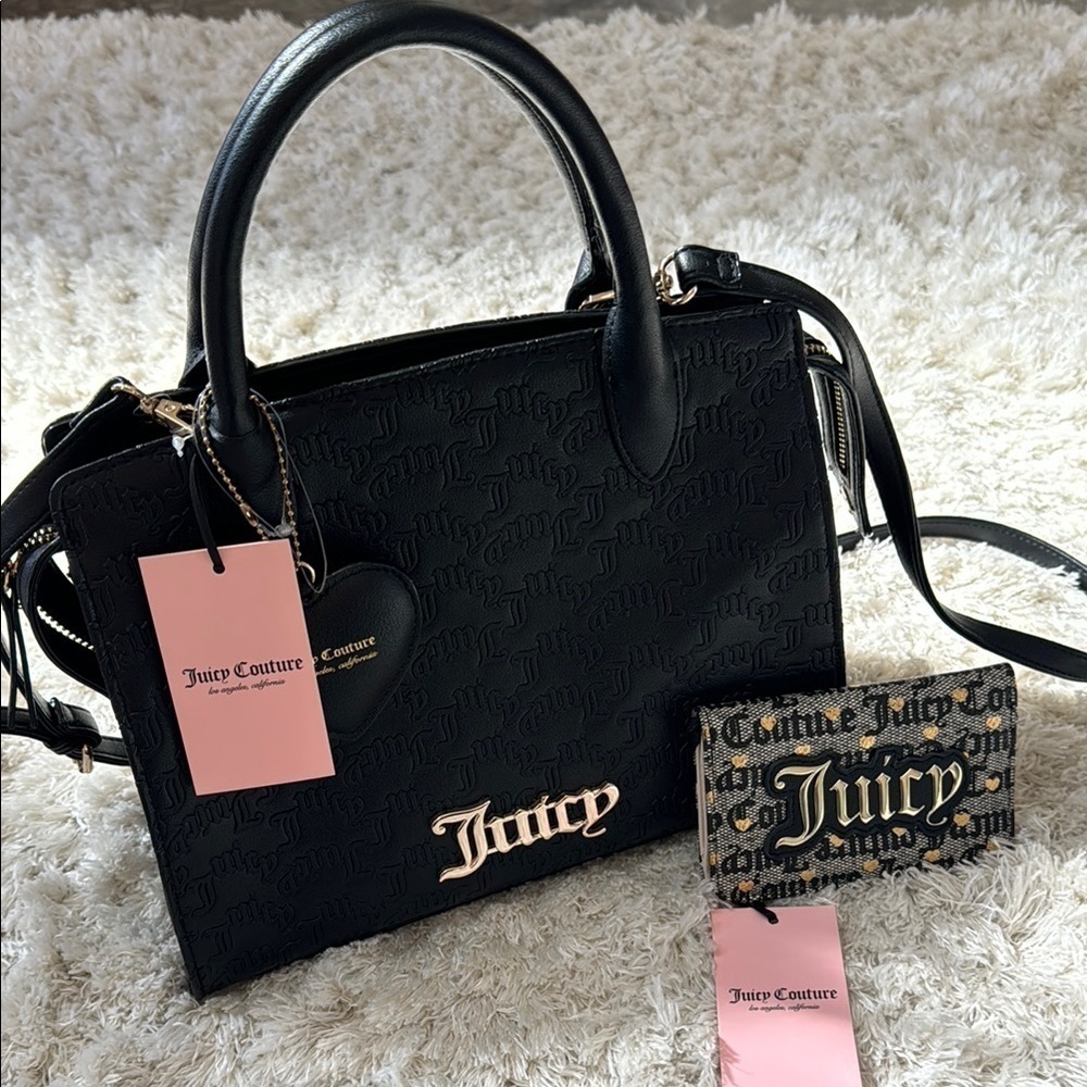 ✨BAG AND WALLET✨Juicy Couture Black Handbag and matching small wallet both NEW - Picture 1 of 12